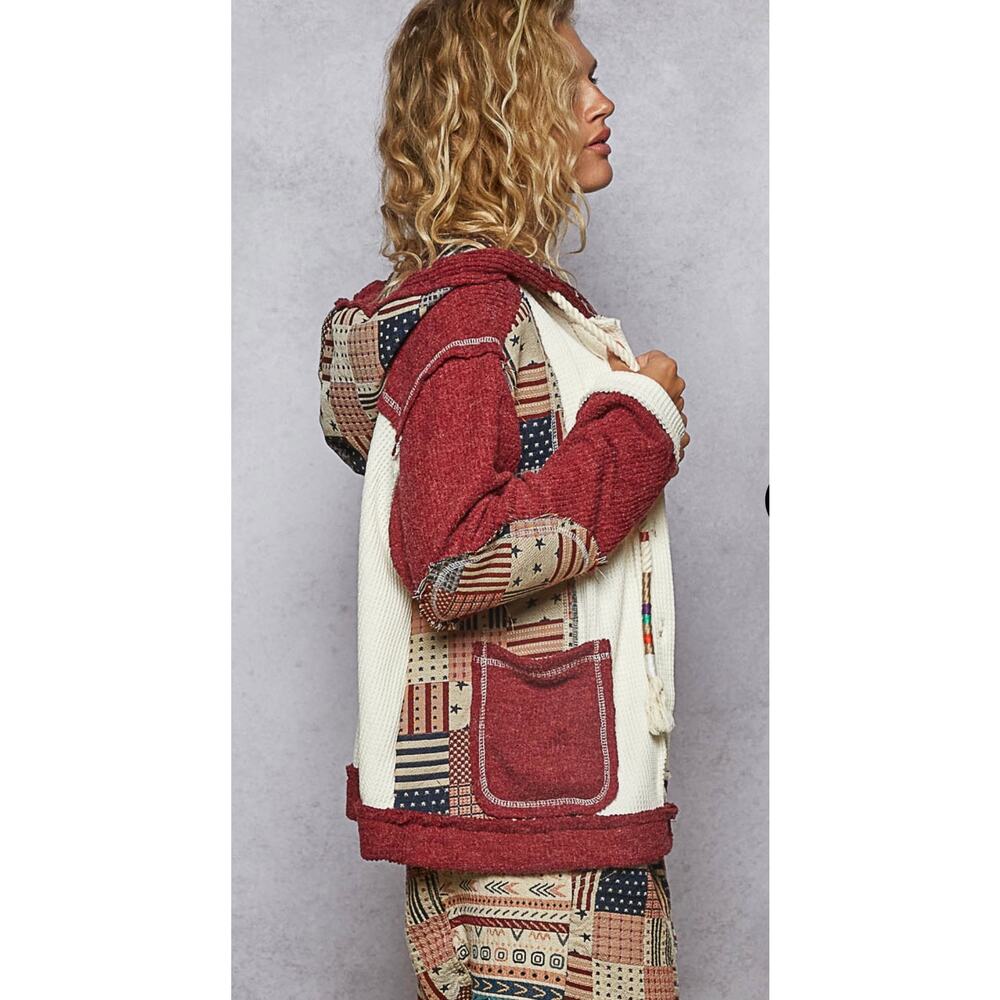New!!! Pol PatrioticPatchwork Hooded Jacket Small
